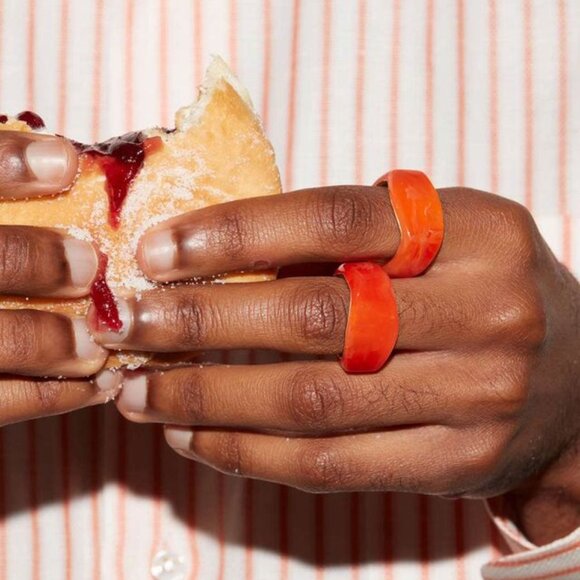 Completed Works A Virtuous Circle Orange Bio Resin and Gold Vermeil Signet Ring - Picture 1 of 3